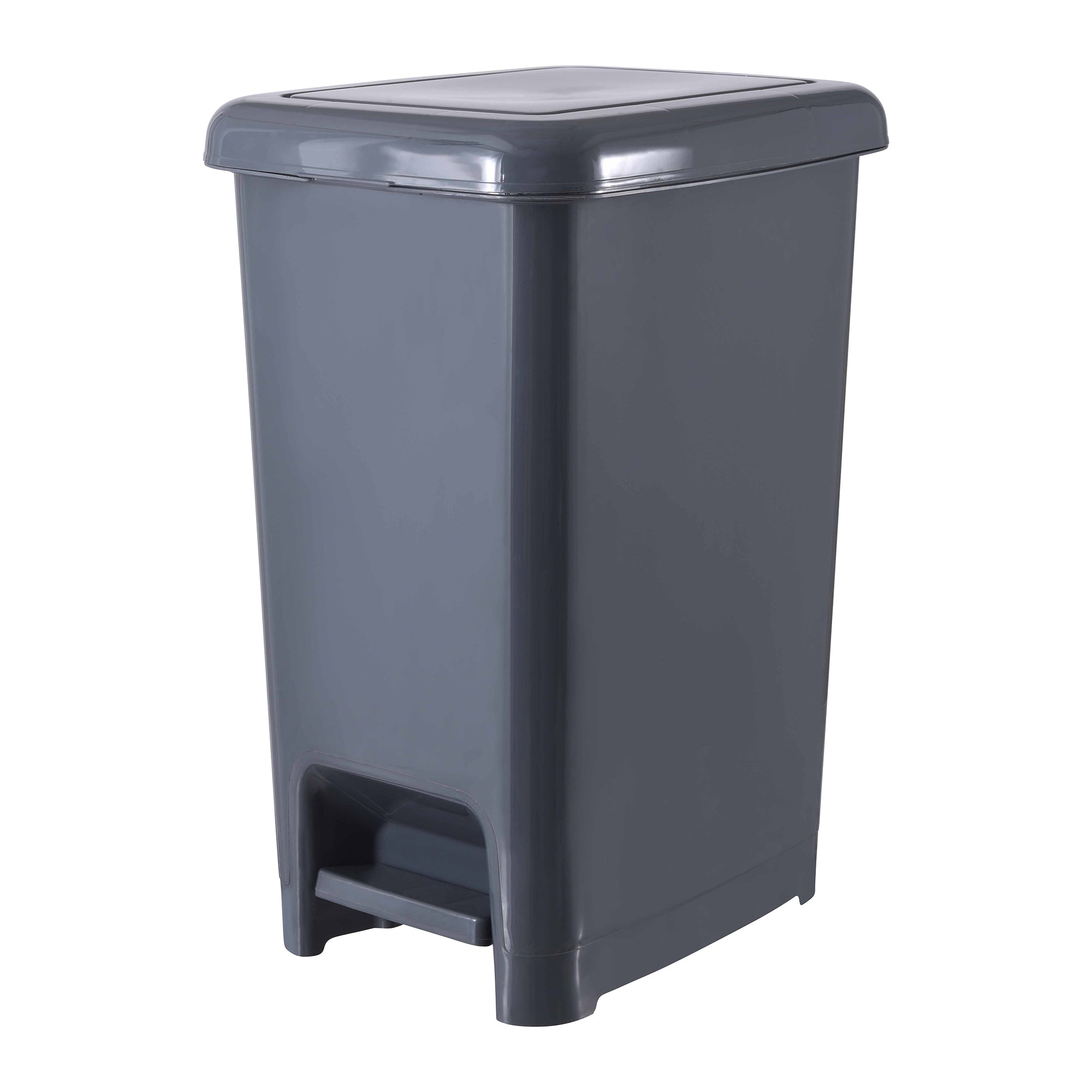 Superio Slim Step on Pedal Plastic Trash Can, Waste Bin - 42 qt, White Smoke