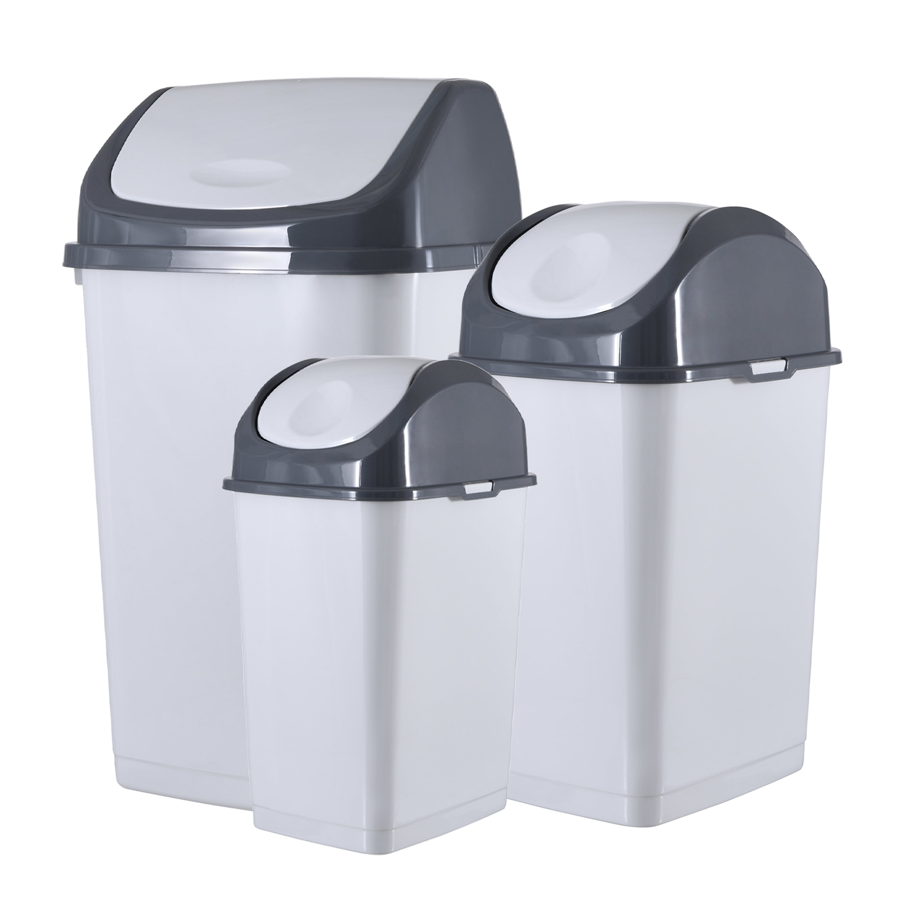 Swing Top Trash Can - Black (3 Pack) 4.5 Gal, 9 Gal, 13 Gal – Superio