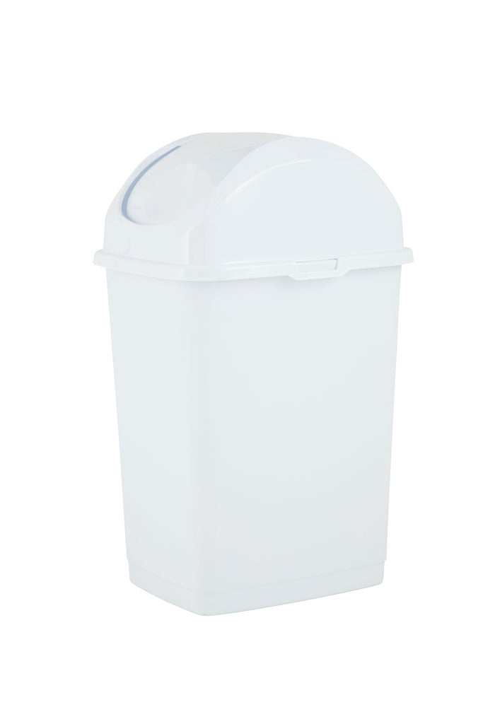 Superio 13 gal. White Smoke Plastic Swing Top Trash Can