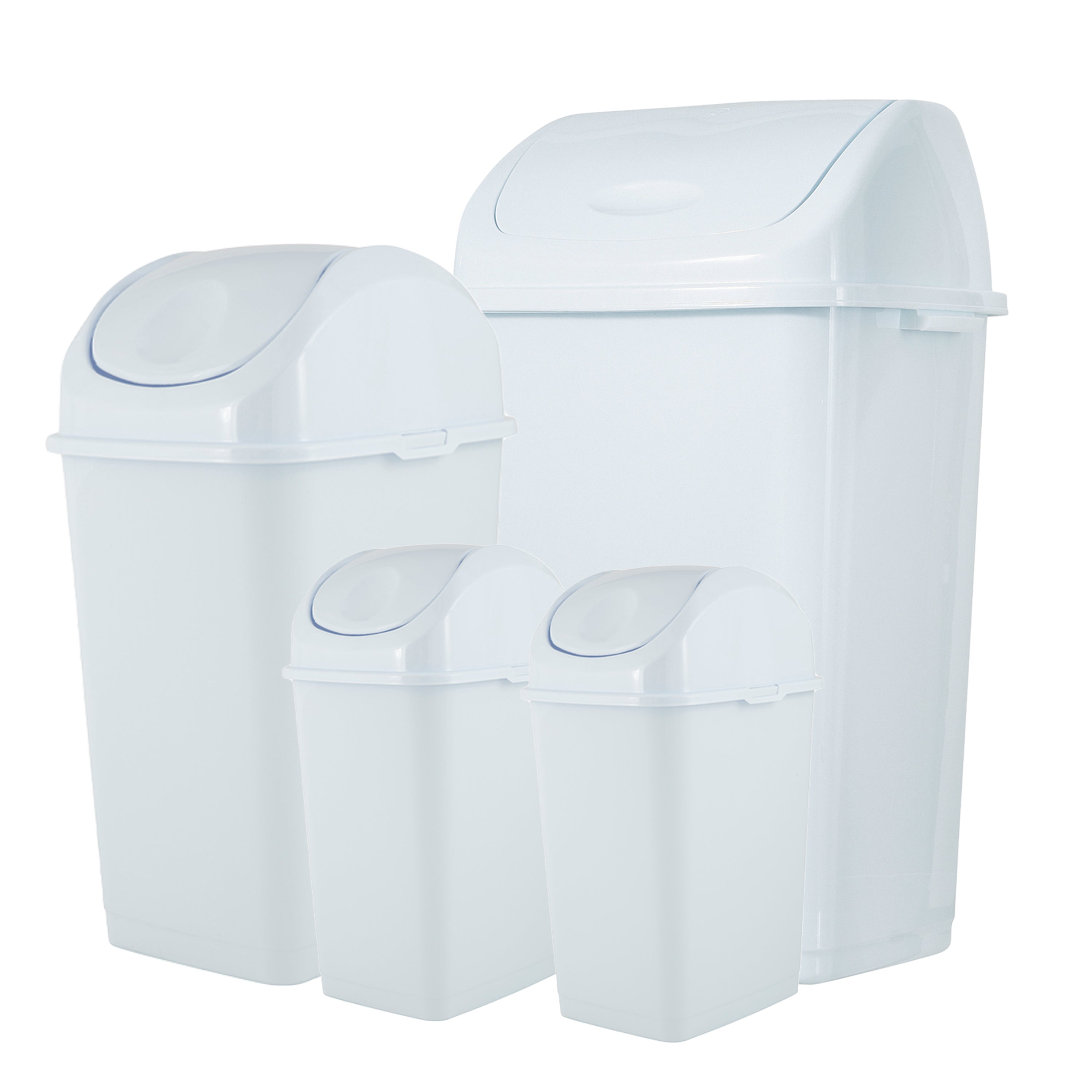 Swing Top Trash Can - White (4 Pack) 2.5 Gal, 9 Gal, 13 Gal – Superio