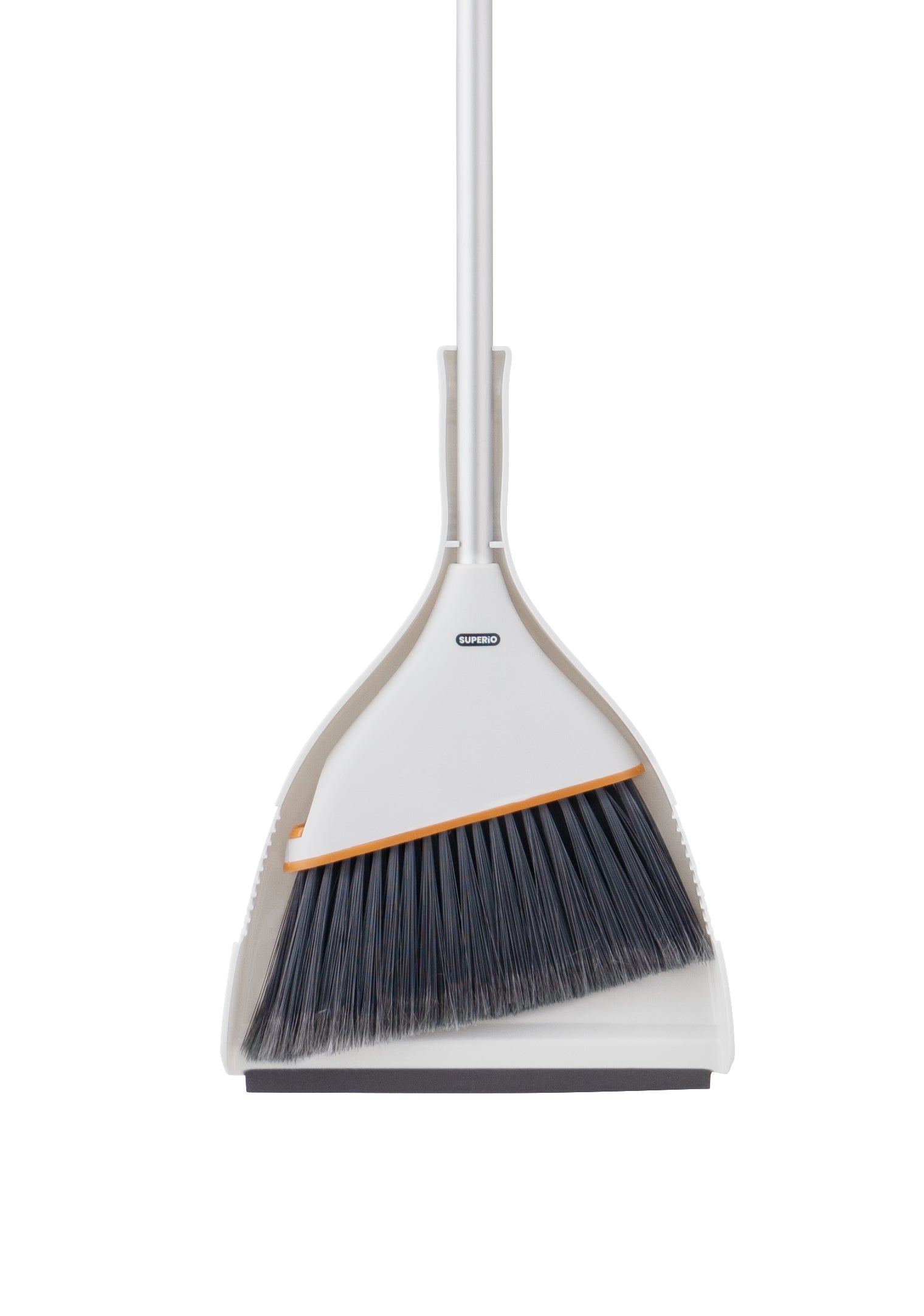 11 in. Gray/Orange Upright Broom and Dustpan Set