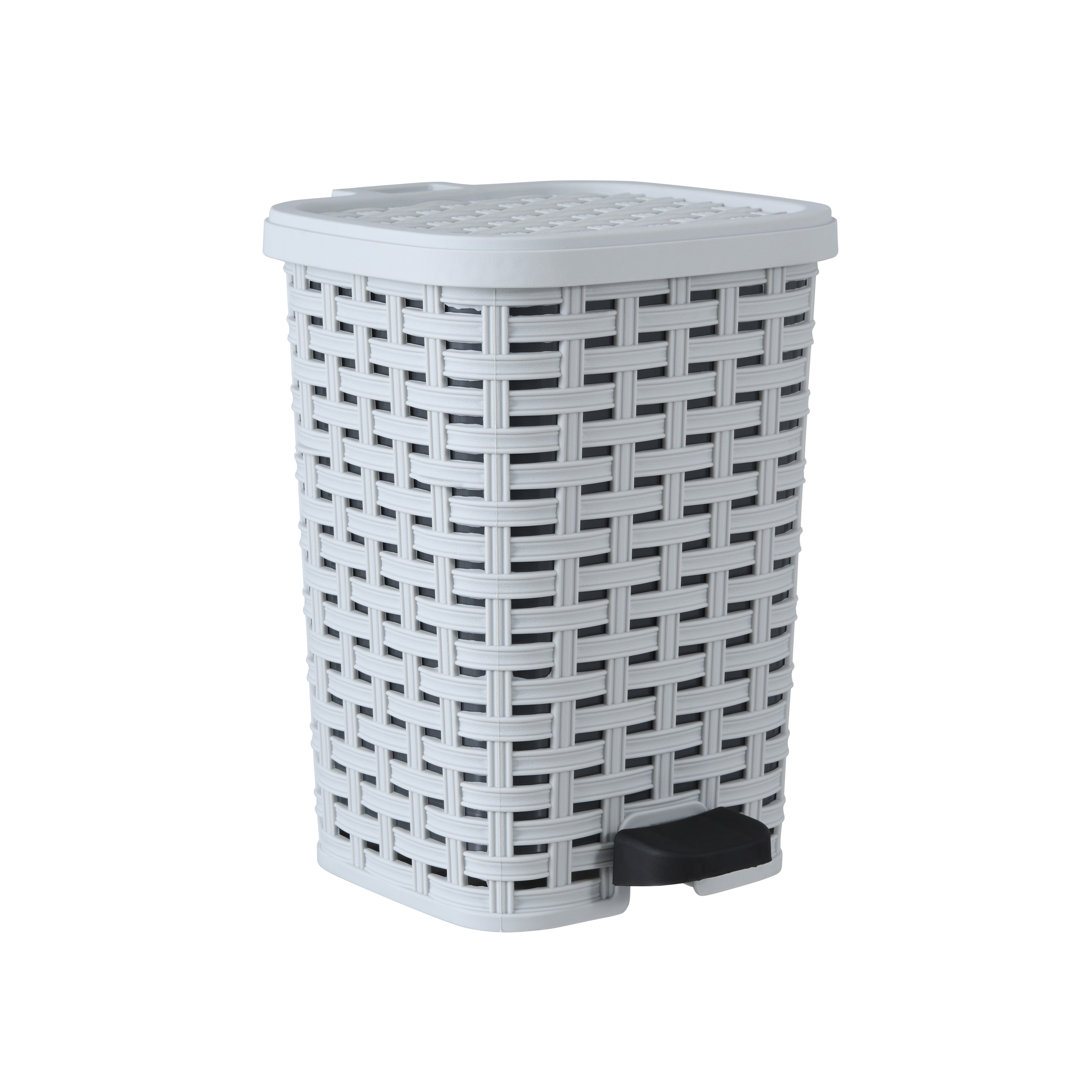 Step-On Trash Can, Wicker Style - White Smoke 12 qt – Superio