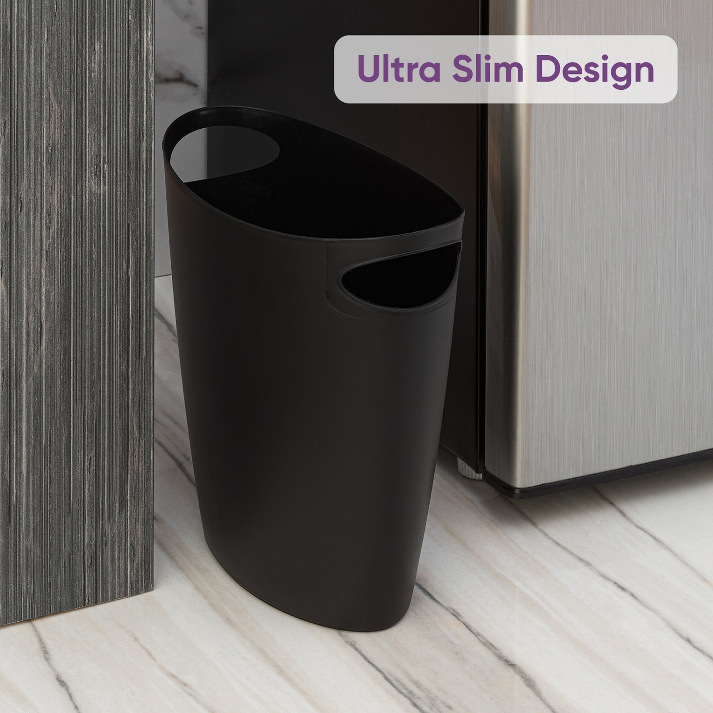 10 Liter Slim Waste Bin, Black