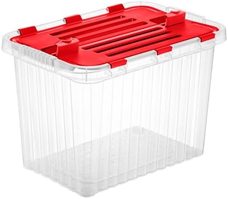 26 L Storage Container with Hinged Lid, Red