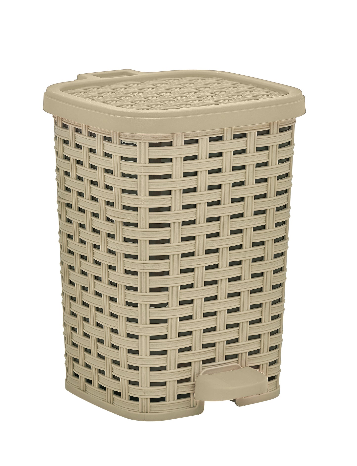 Step-On Trash Can, Wicker Style - Beige 6 qt