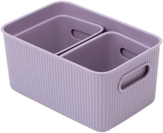 Set of 3 Ribbed Storage Bin Lilac