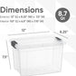 Clear Storage Box with Lid, 8.7 Quart