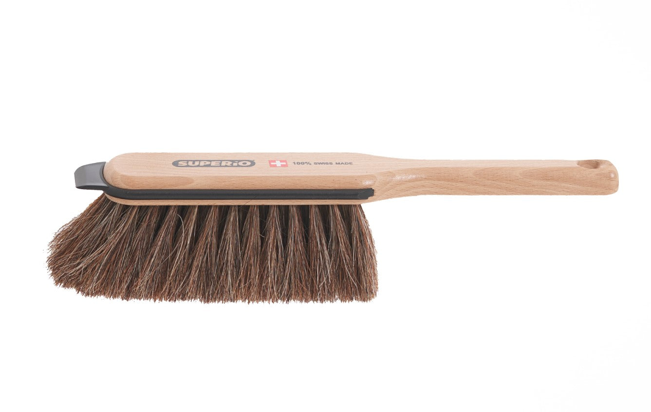 Dustpan and Brush Set- Hand Broom with Swiss Natural Horsehair Bristles