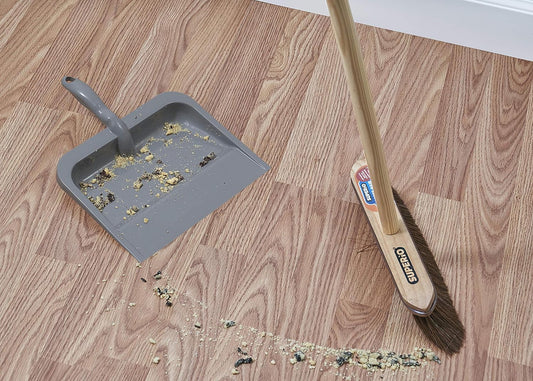 Superio Angle Broom Grey with Clip-On Dustpan