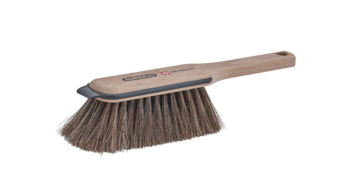 Dustpan and Brush Set- Hand Broom with Swiss Natural Horsehair Bristles