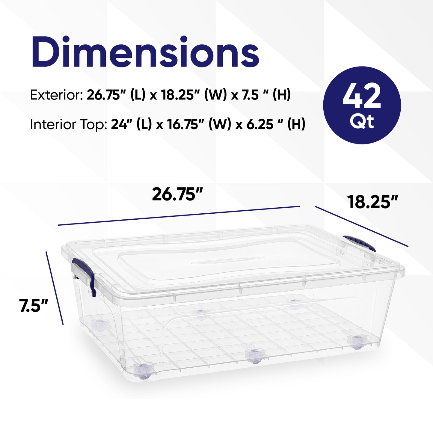 Underbed Wheeled Storage Container (42 Quart)