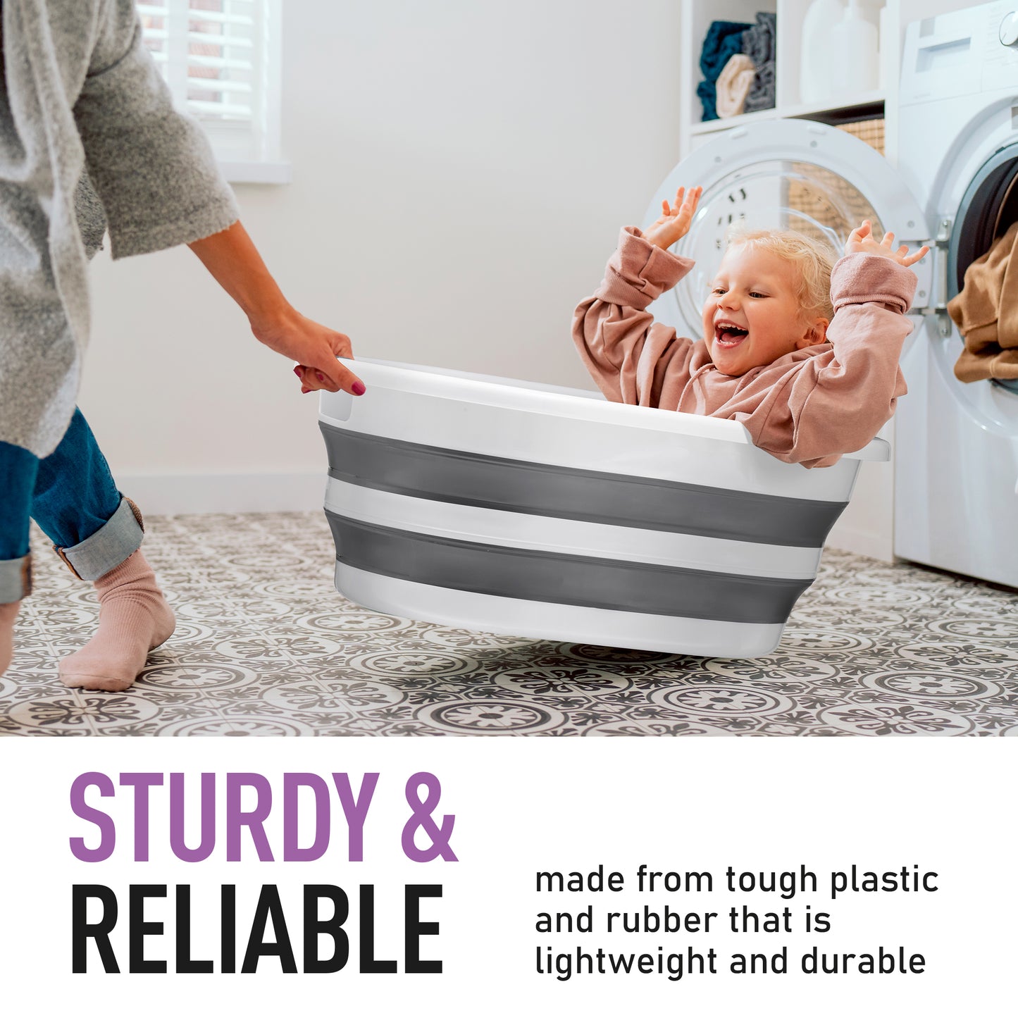 Collapsible Laundry Basket, 50 Liter