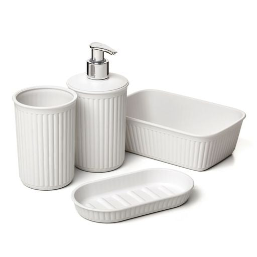 Set of 4 Bathroom Accessory Set White