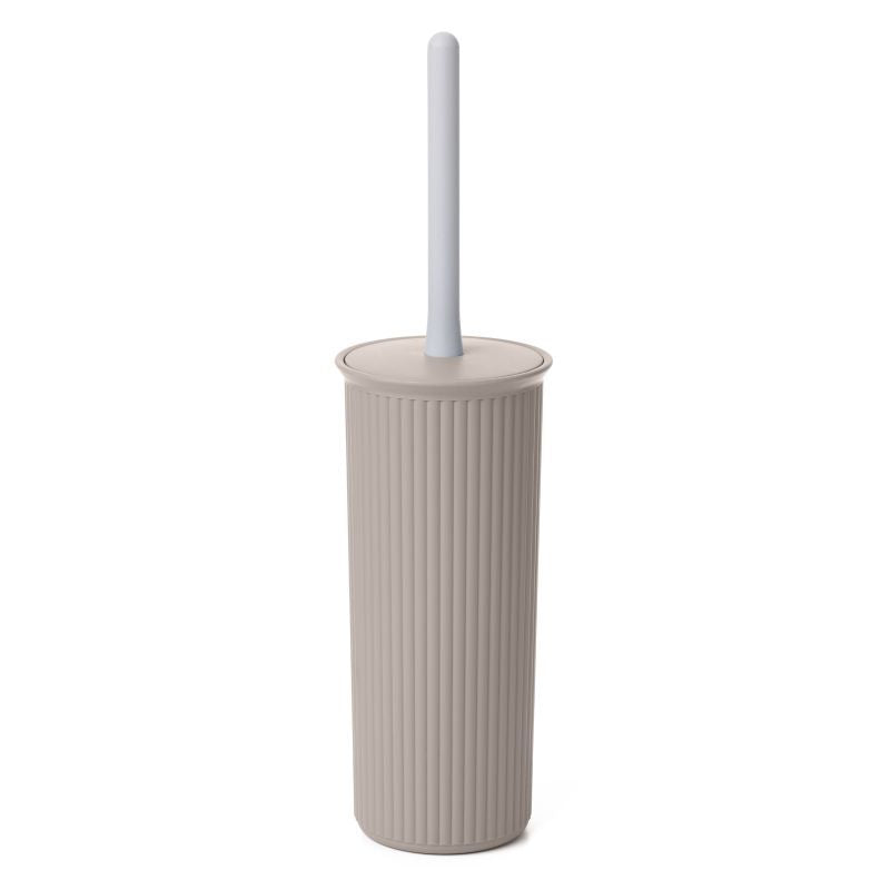 Ribbed Toilet Bowl Brush and Holder Taupe