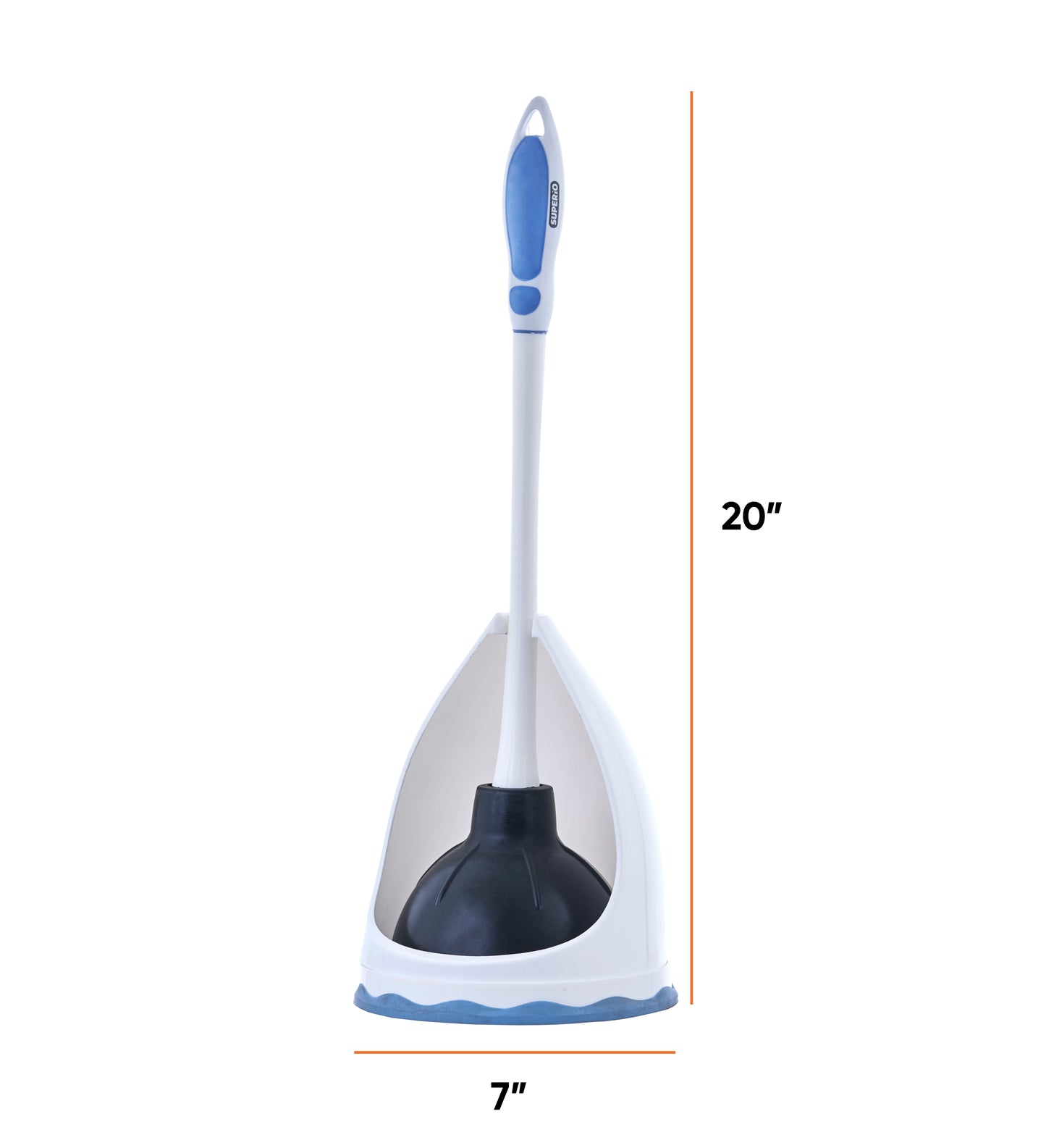 Toilet & Sink Plunger with Caddy - Blue