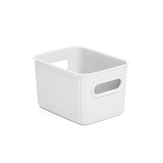 Superio Small Ribbed Plastic Storage Basket Organizer (2 Pack), 1.5 Liter  Mini Closet Storage bin for Home, Shelf, Pantry, and Cosmetics – White Smoke