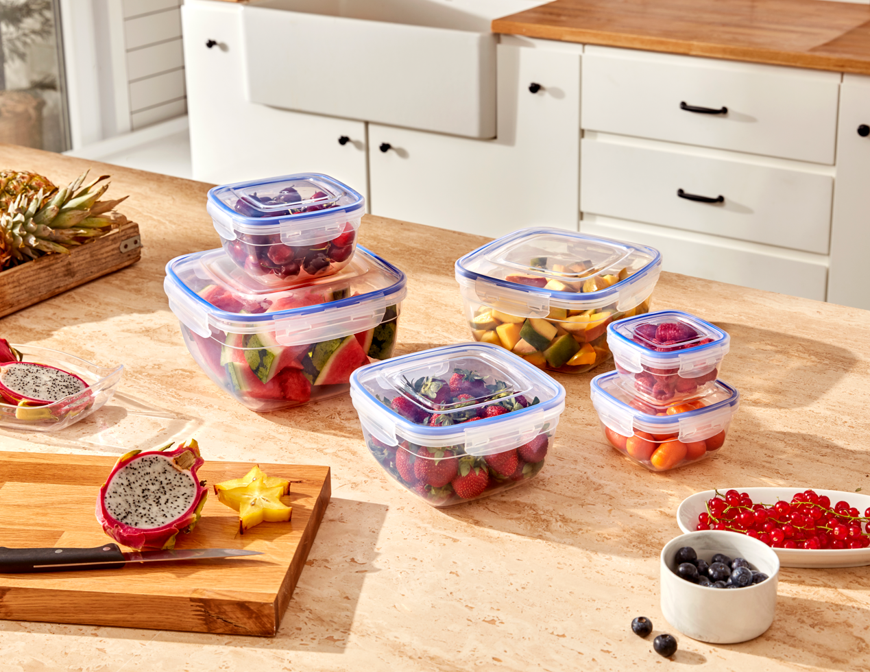 Glass Food Storage Container For Kitchen With Air-Tight Lid