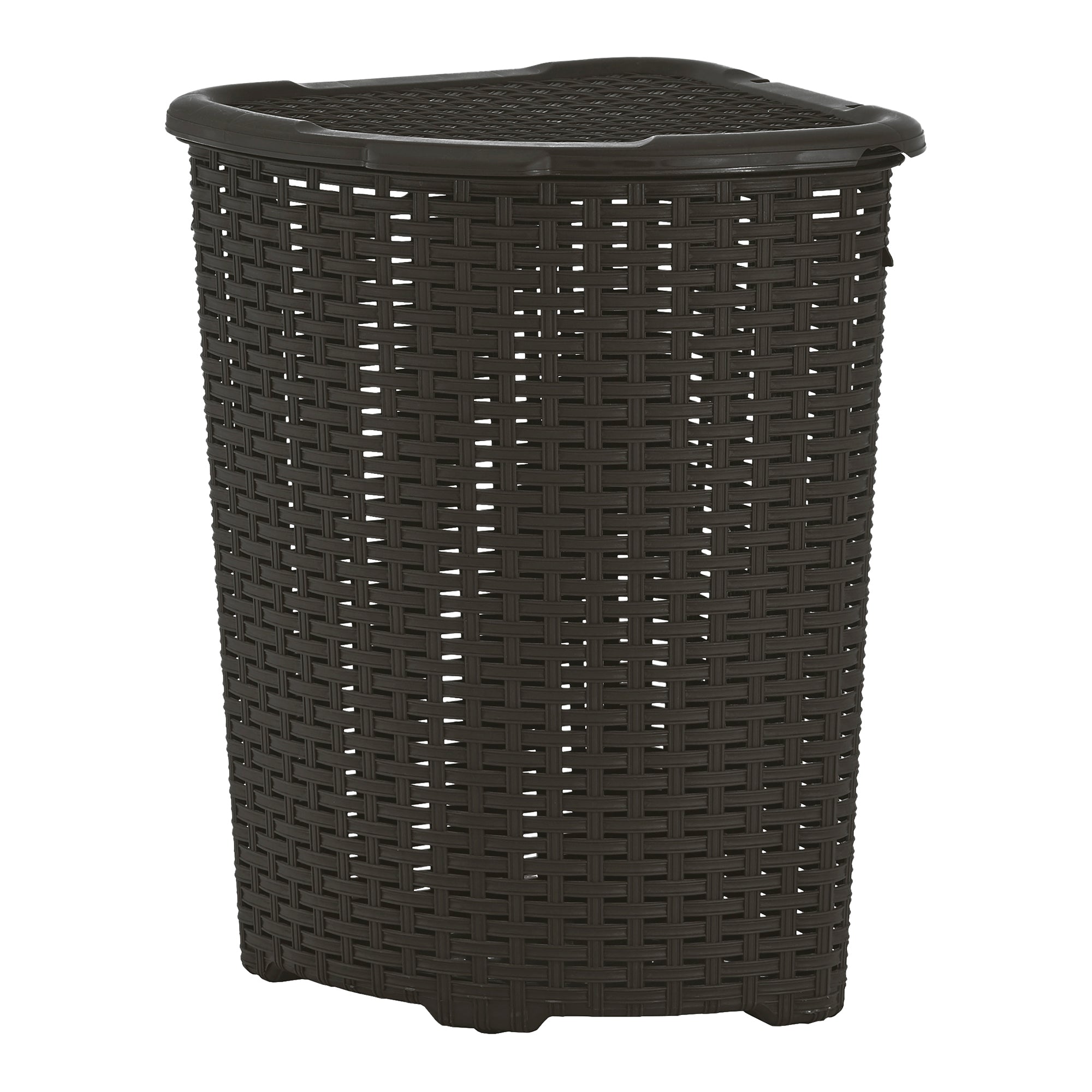 Wicker Style Corner Laundry Hamper, 50 Liter - Root Beer Brown – Superio