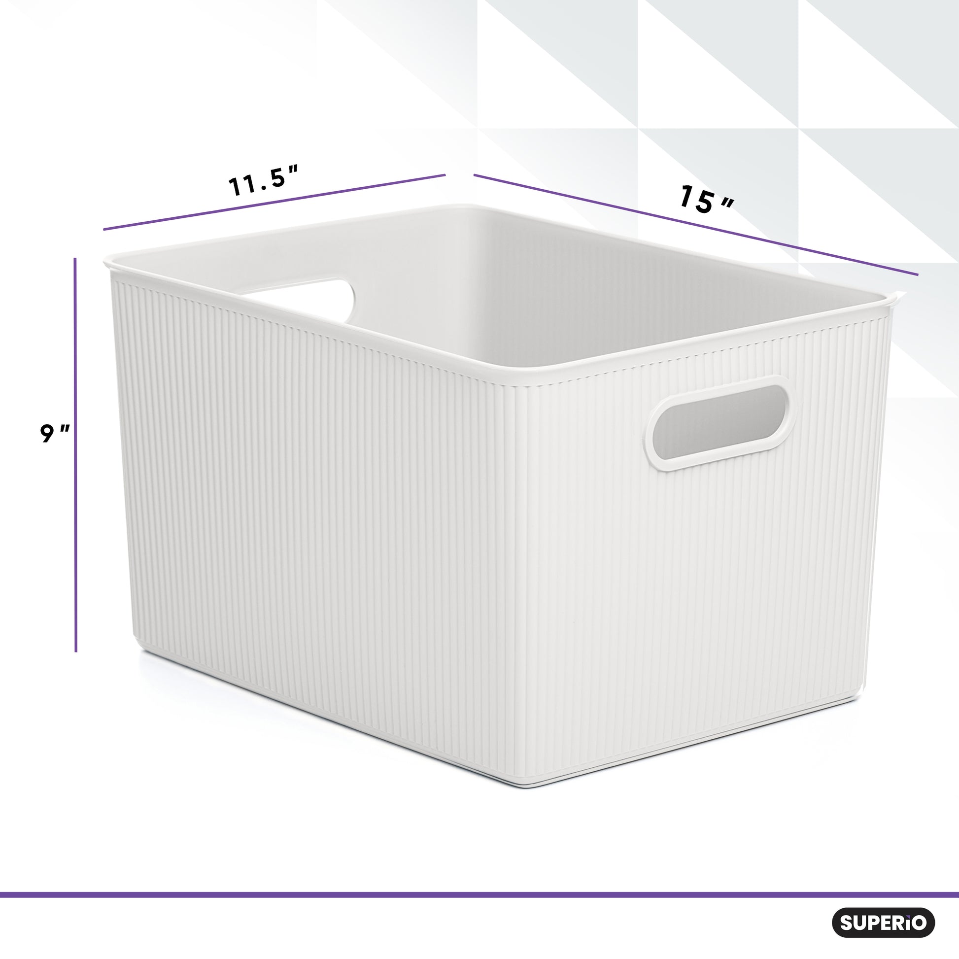 Superio 5L Small Taupe Ribbed Storage Bin with Lid, Plastic Storage Basket