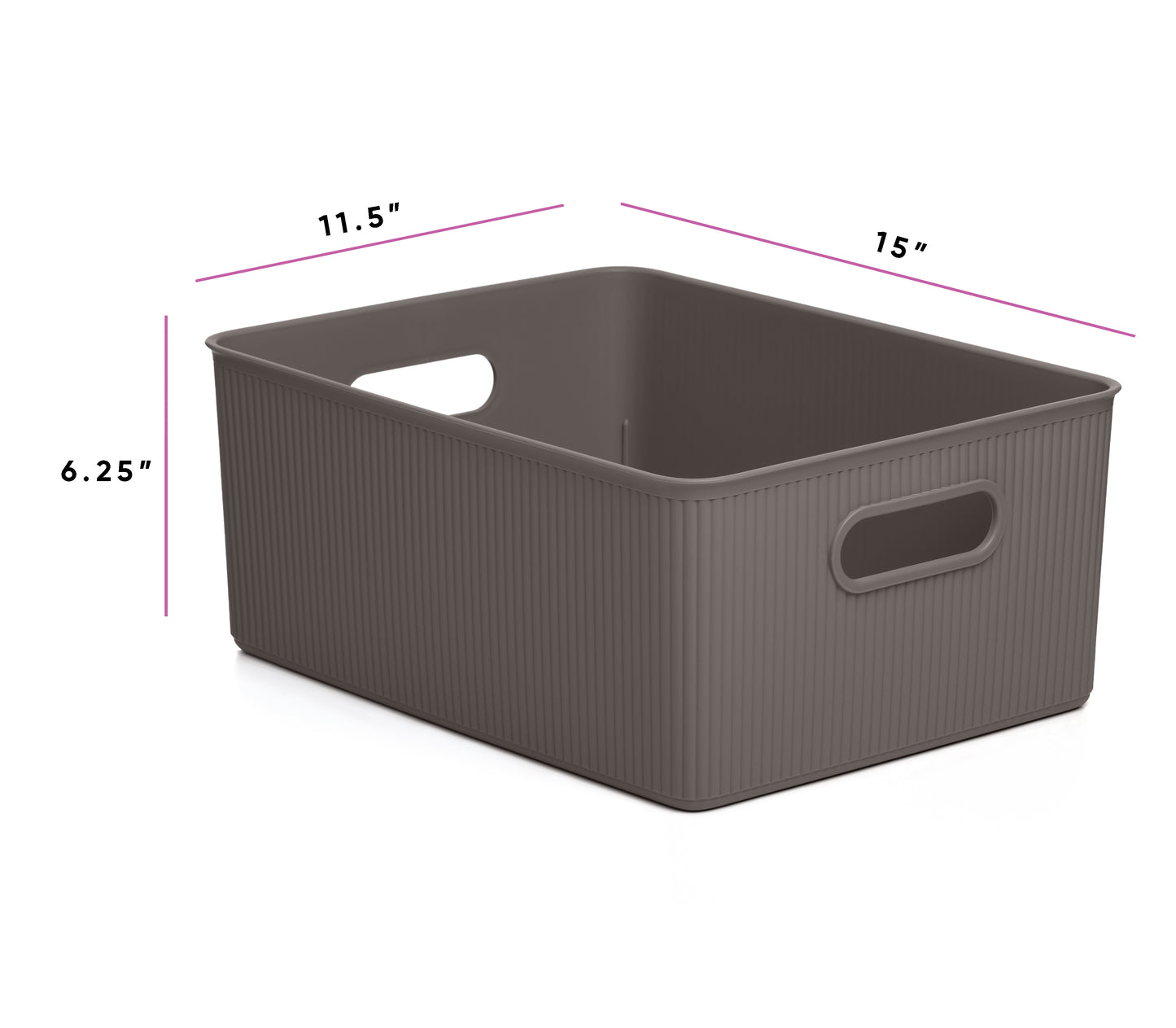Superio Ribbed Plastic Storage Basket Organizer (6 Pack), 22 Liter