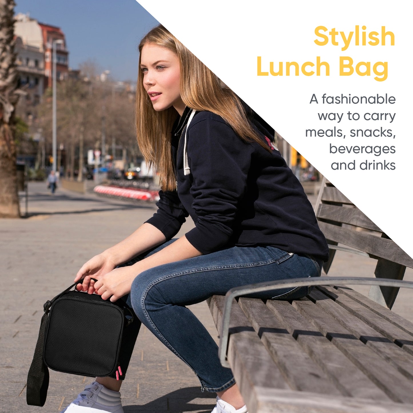 Insulated Lunch Bag with Food  Containers, Black