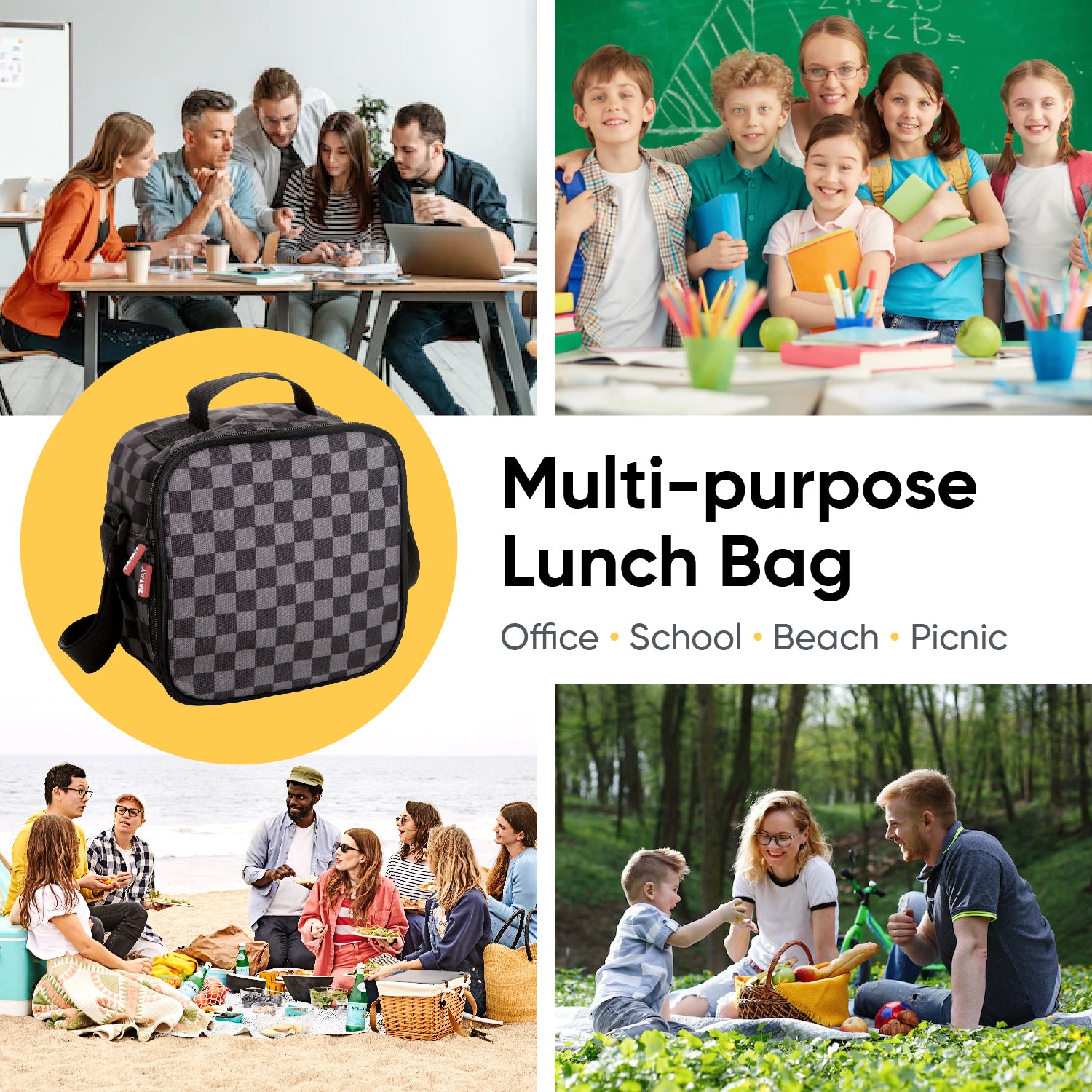 Moocorvic School Children Lunch Box Of Food Containers Storage For Children  Insulated Lunch Bag, Reusable Lunch Box for Office Work School Picnic  Beach, 