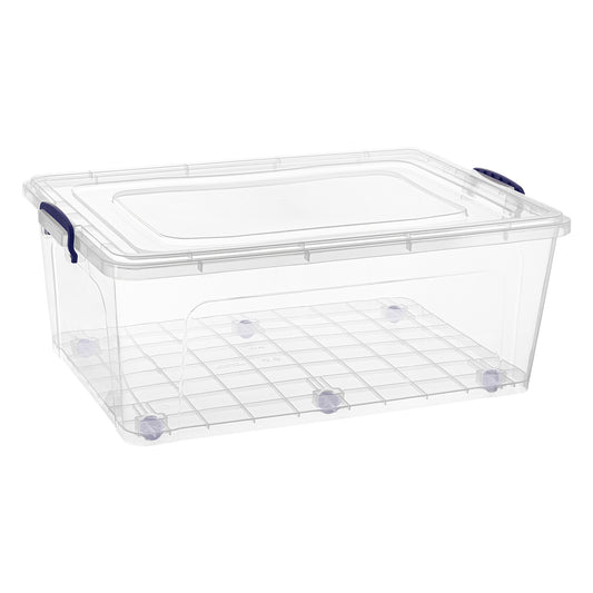 Superio Clear Storage Container with Lid, Stackable Plastic Latch Box with  Snap Lock Closure, Organizing Bin for Home, Classroom, Dorm and Garage